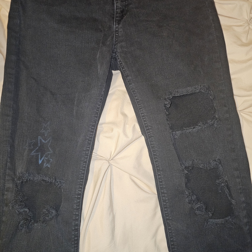 Wild Fable Black Distressed Jeans with Star Accents